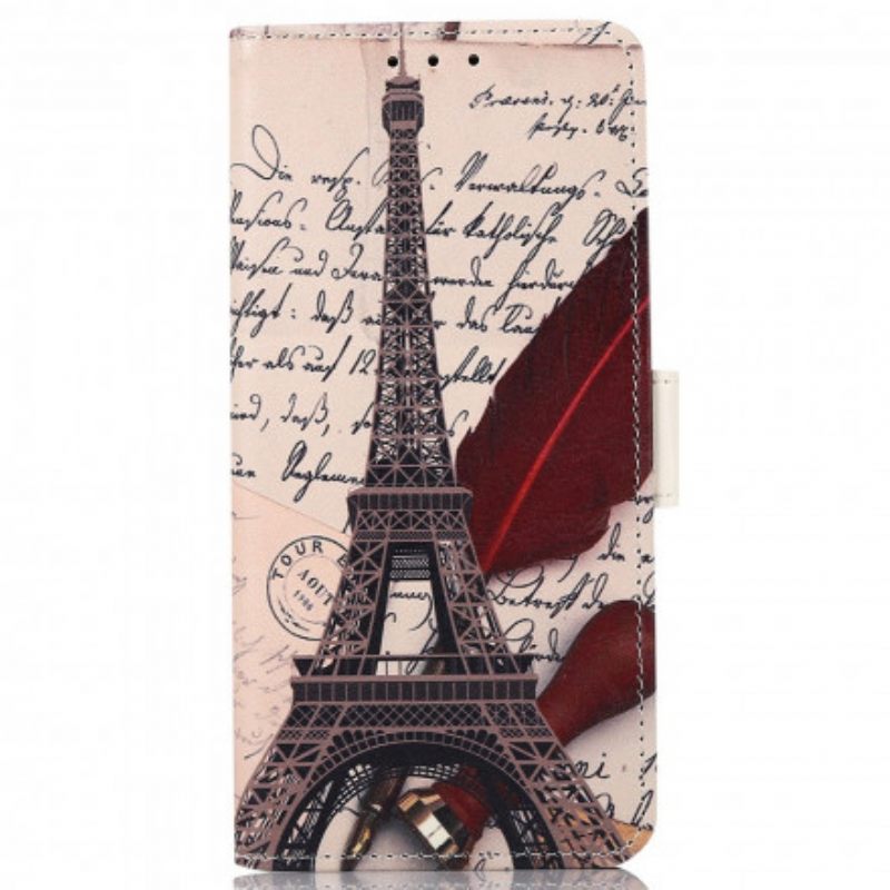 Flip Case Motorola Edge 20 Pro Runoilijan Eiffel-torni