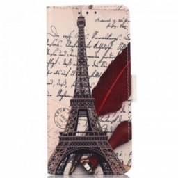 Flip Case Motorola Edge 20 Pro Runoilijan Eiffel-torni