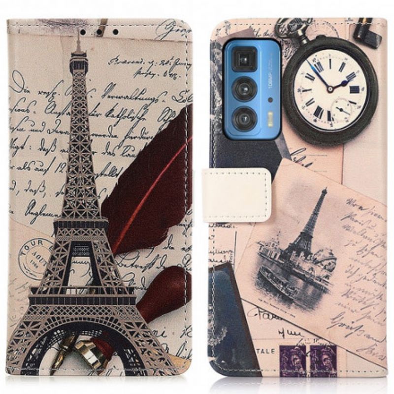 Flip Case Motorola Edge 20 Pro Runoilijan Eiffel-torni