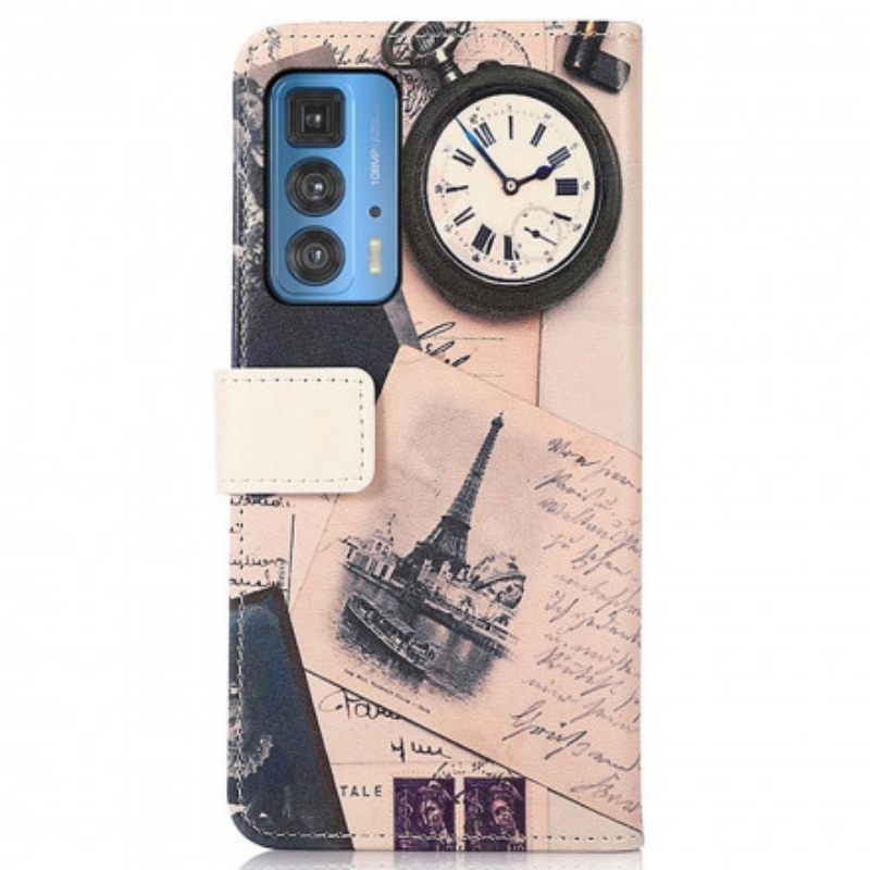 Flip Case Motorola Edge 20 Pro Runoilijan Eiffel-torni