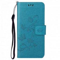 Kotelot Motorola Edge 20 Pro Suojaketju Kuori Butterflies And Flowers Strap