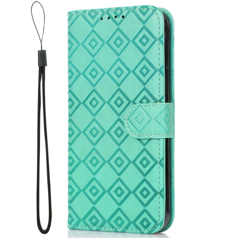 Flip Case Moto G71 5G Keinonahkainen Ruudullinen Kuvio