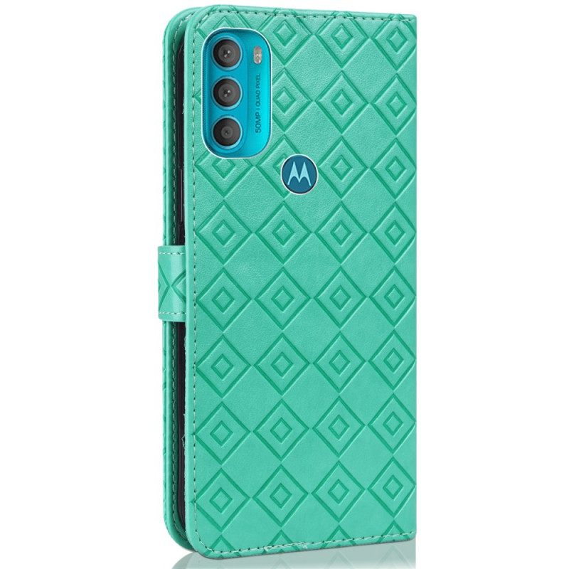 Flip Case Moto G71 5G Keinonahkainen Ruudullinen Kuvio