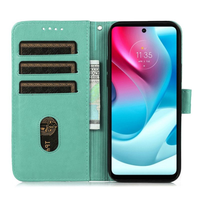 Flip Case Moto G71 5G Keinonahkainen Ruudullinen Kuvio