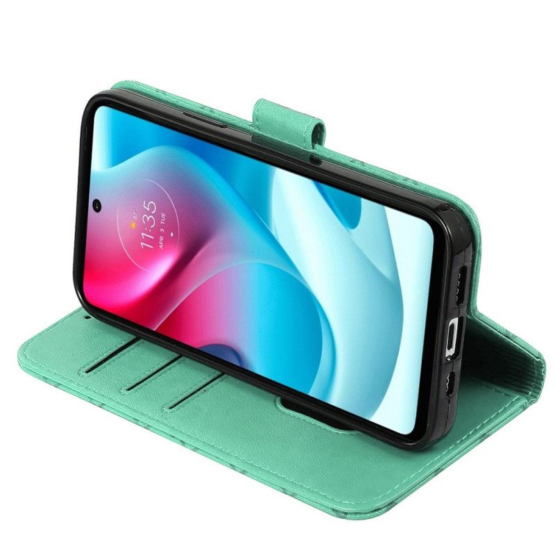 Flip Case Moto G71 5G Keinonahkainen Ruudullinen Kuvio