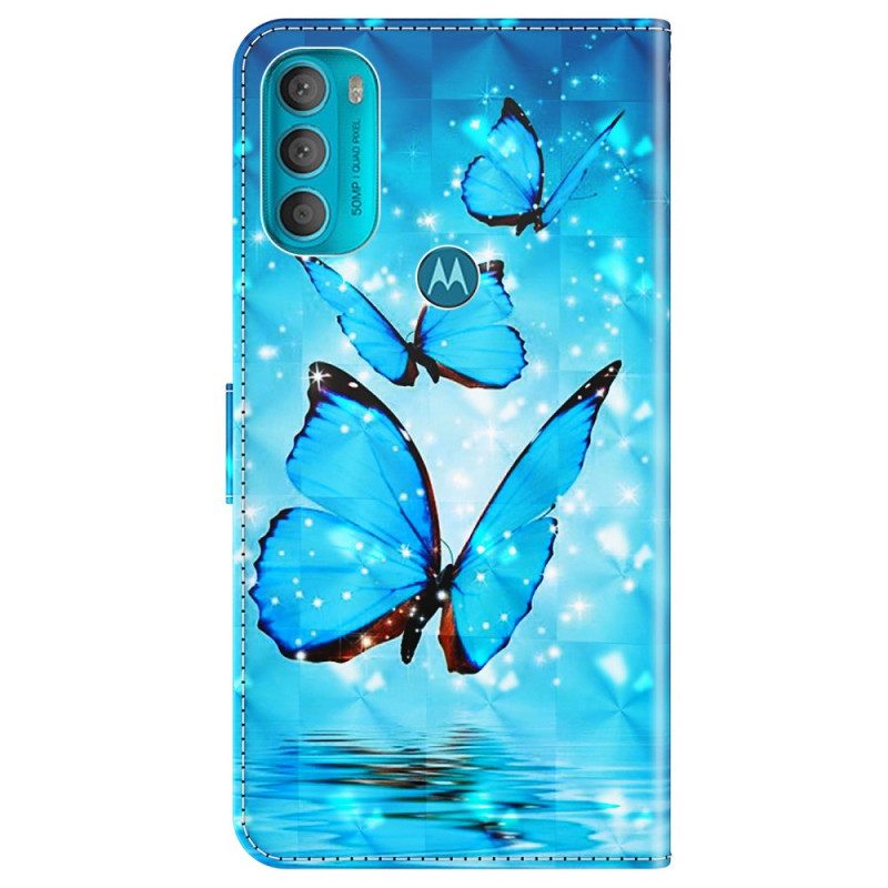 Kotelot Moto G71 5G Flying Blue Butterflies