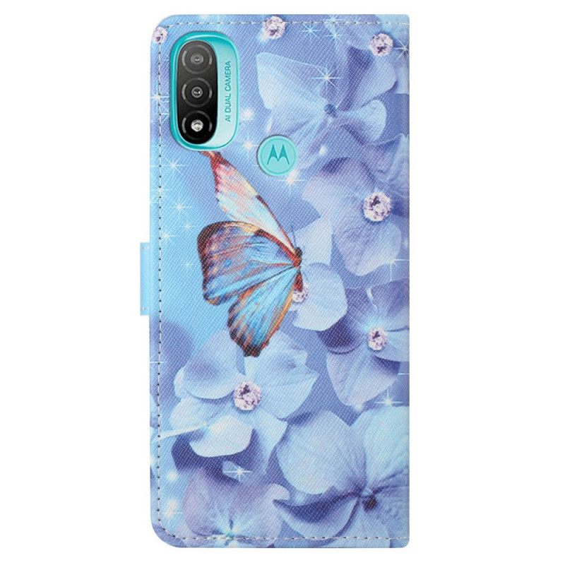 Kotelot Moto G71 5G Suojaketju Kuori Diamond Butterflies Hihnalla