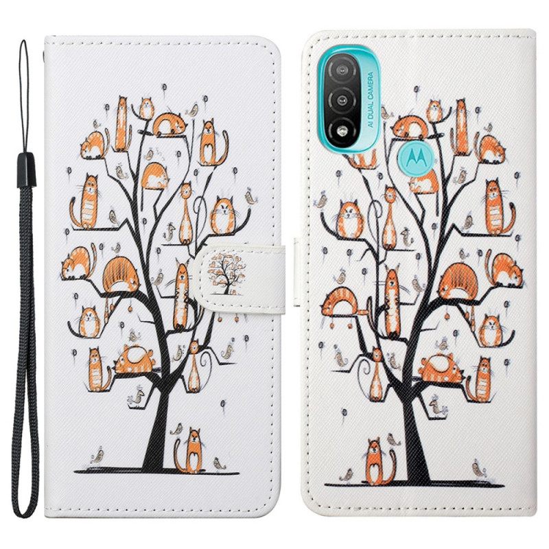 Kotelot Moto G71 5G Suojaketju Kuori Funky Cats Hihnalla