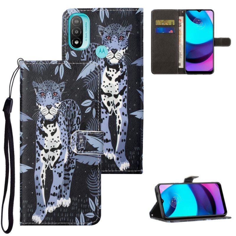 Kotelot Moto G71 5G Suojaketju Kuori Leopard Hihnalla