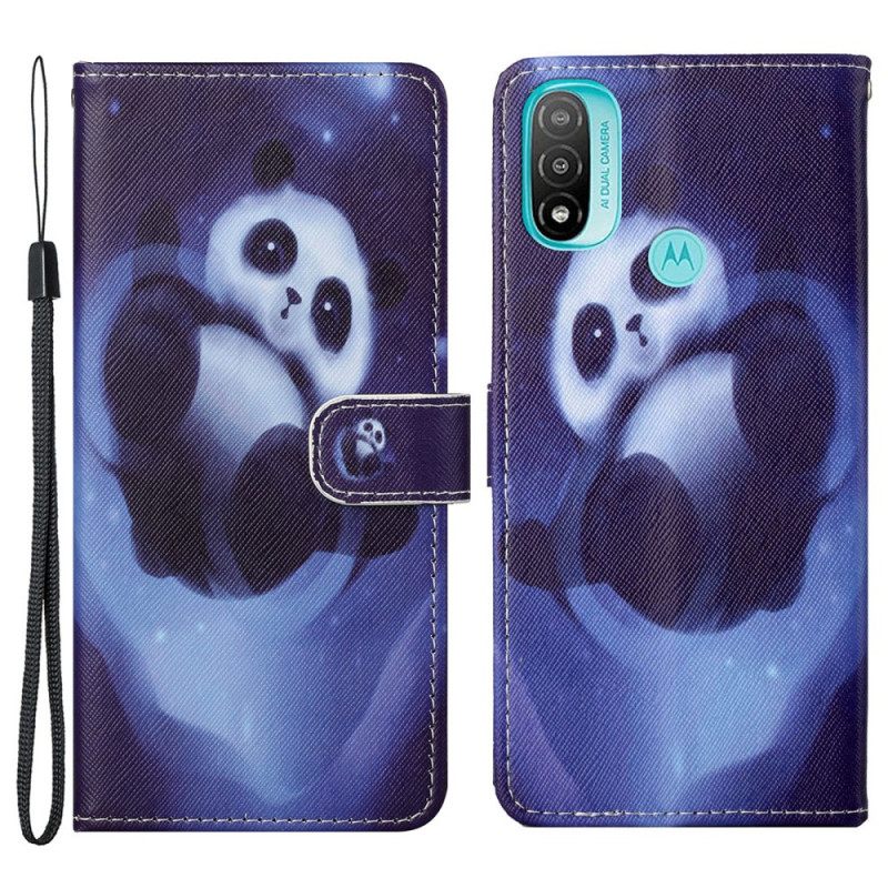 Kotelot Moto G71 5G Suojaketju Kuori Panda Space Lanyard