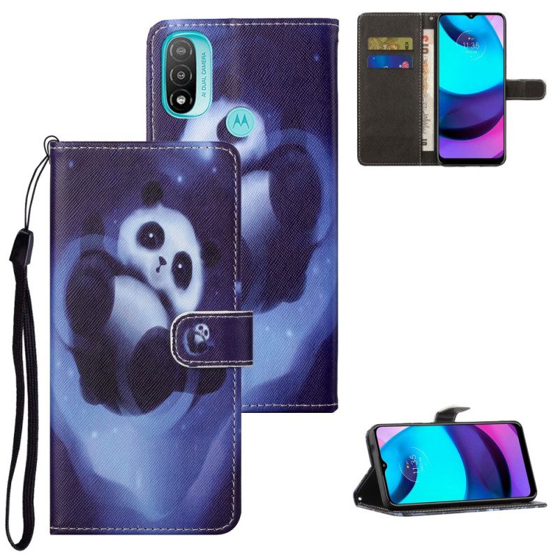 Kotelot Moto G71 5G Suojaketju Kuori Panda Space Lanyard