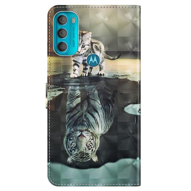 Nahkakotelo Moto G71 5G Ernest The Tiger