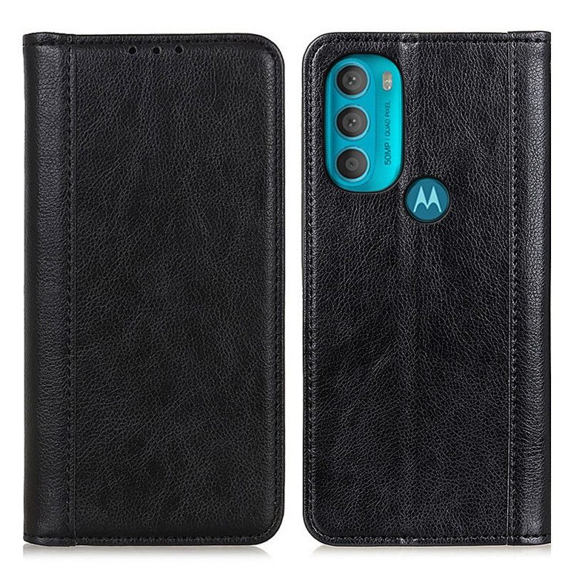 Puhelinkuoret Moto G71 5G Kotelot Flip Elegance Split Litchi Leather