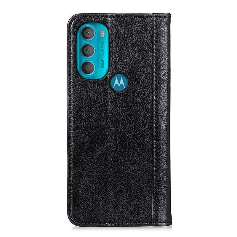 Puhelinkuoret Moto G71 5G Kotelot Flip Elegance Split Litchi Leather