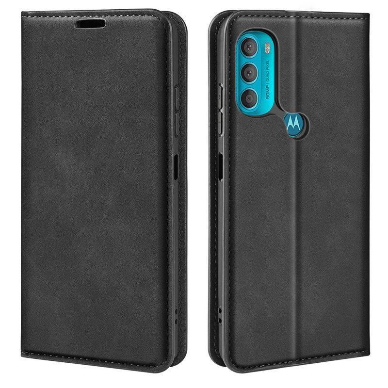 Puhelinkuoret Moto G71 5G Kotelot Flip Silk Soft Leather Effect