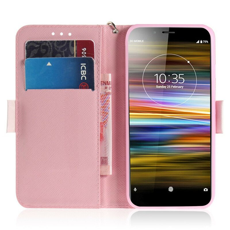 Flip Case Sony Xperia L3 Suojaketju Kuori Hamsterit Lanyardissa