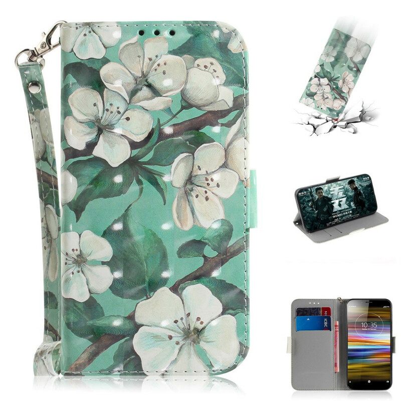 Flip Case Sony Xperia L3 Suojaketju Kuori Strap Flower Branch