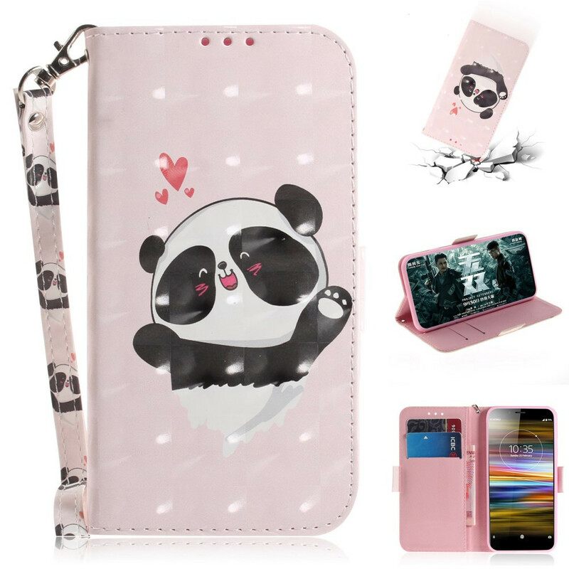 Kotelot Sony Xperia L3 Suojaketju Kuori Panda Love In Lanyard