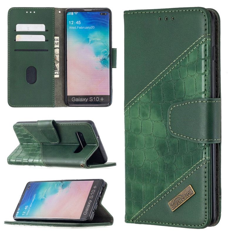 Flip Case Samsung Galaxy S10 Plus Classic Crocodile Skin Effect