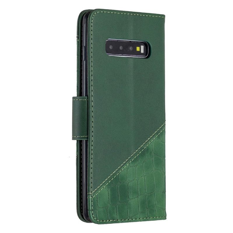 Flip Case Samsung Galaxy S10 Plus Classic Crocodile Skin Effect