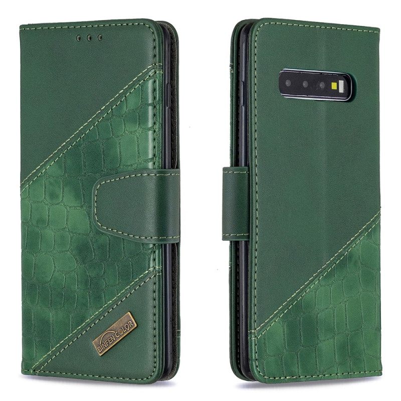 Flip Case Samsung Galaxy S10 Plus Classic Crocodile Skin Effect