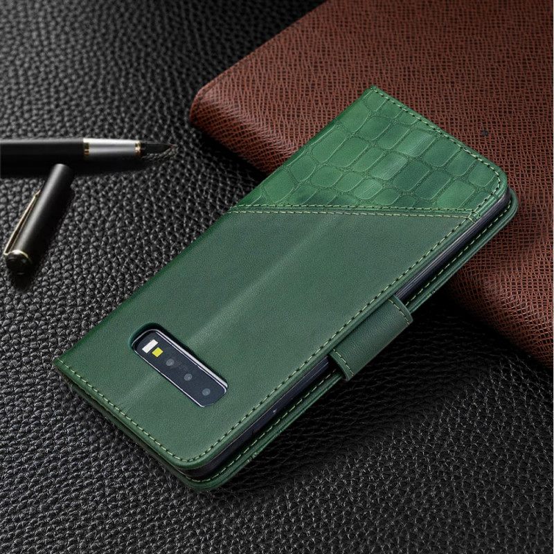 Flip Case Samsung Galaxy S10 Plus Classic Crocodile Skin Effect