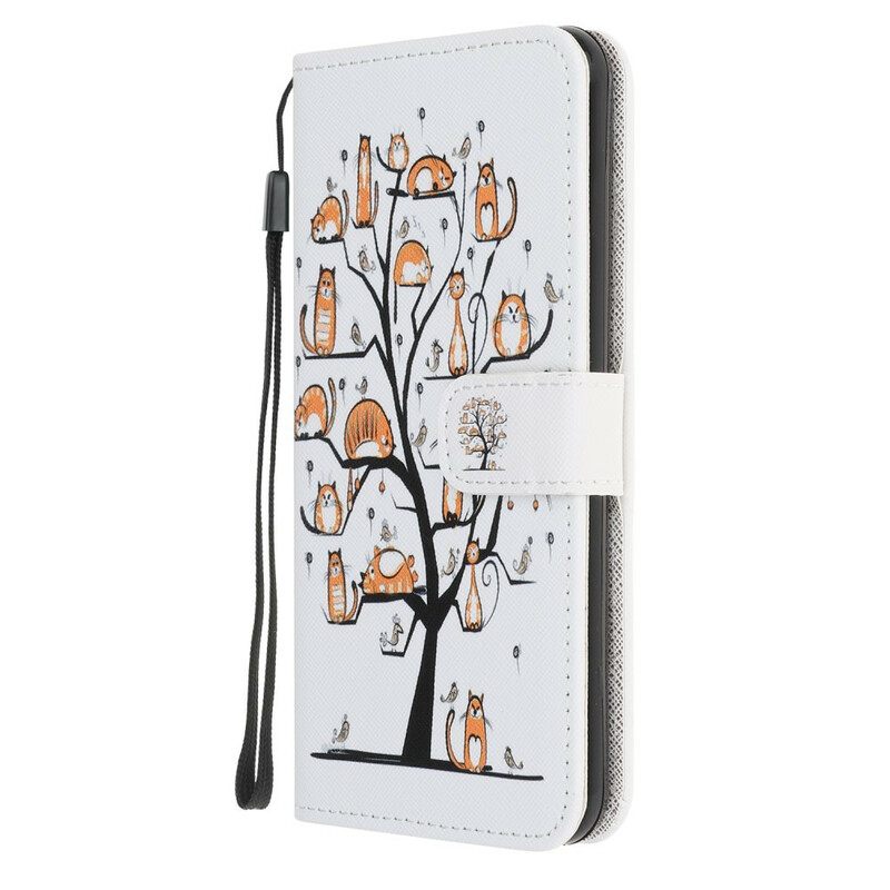 Flip Case Huawei P Smart S Suojaketju Kuori Funky Cats Hihnalla