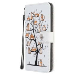 Flip Case Huawei P Smart S Suojaketju Kuori Funky Cats Hihnalla