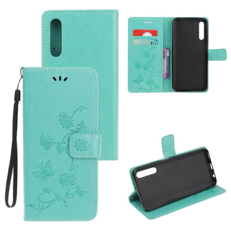 Kotelot Huawei P Smart S Suojaketju Kuori Butterflies And Flowers Strap