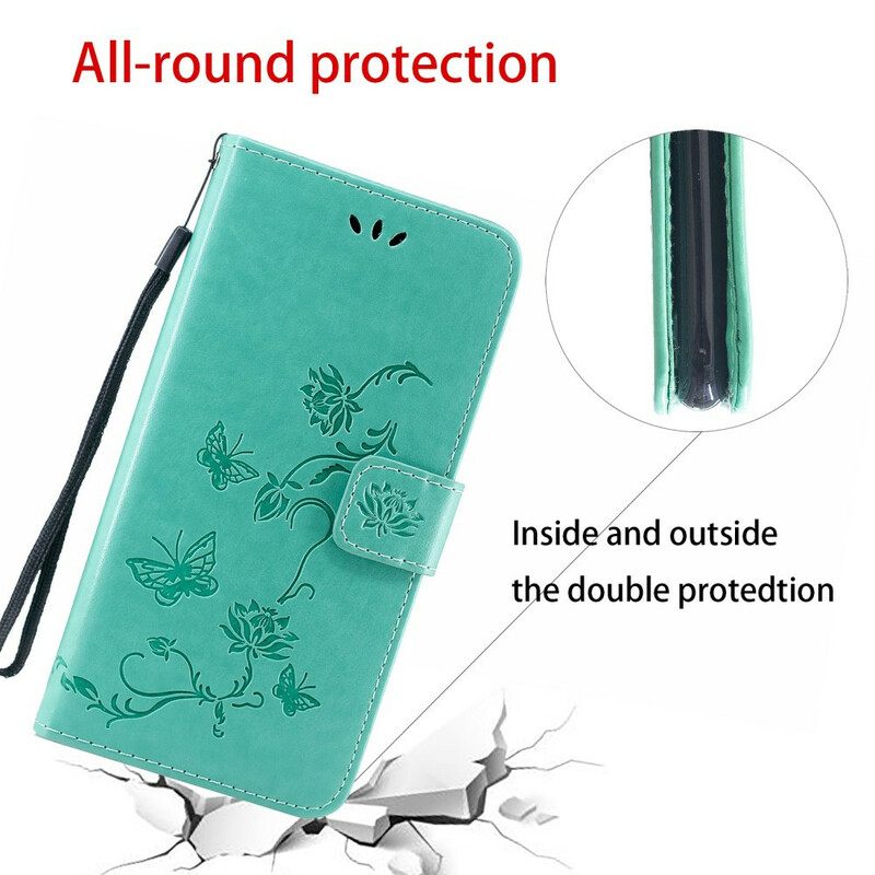 Kotelot Huawei P Smart S Suojaketju Kuori Butterflies And Flowers Strap