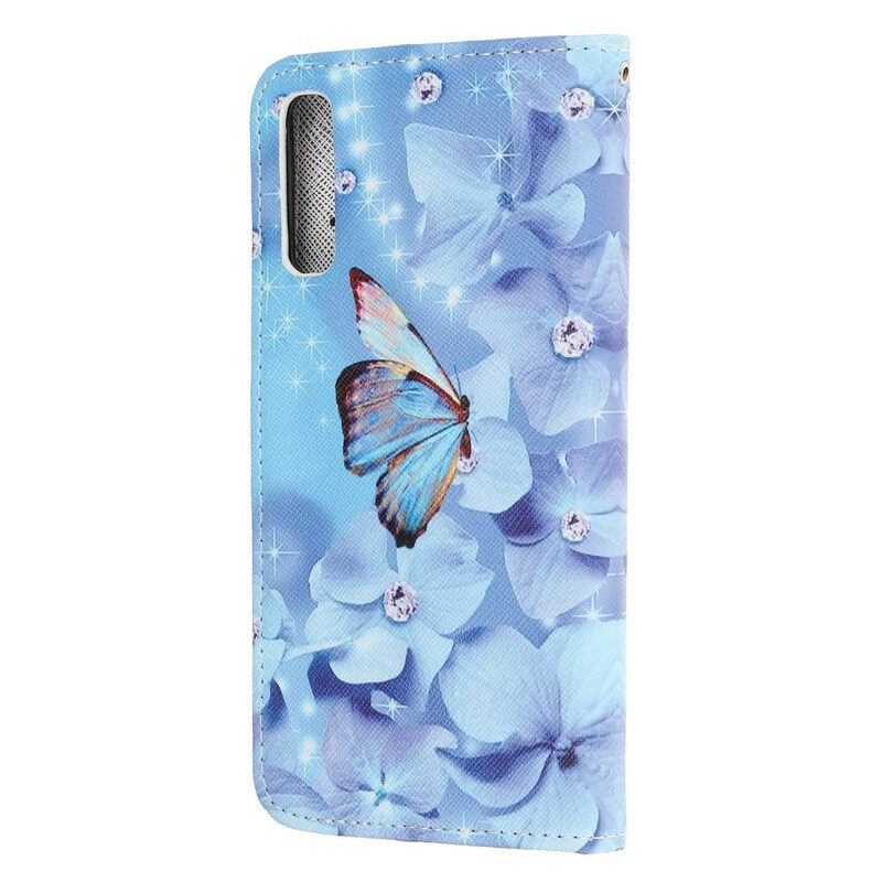 Kotelot Huawei P Smart S Suojaketju Kuori Diamond Butterflies Hihnalla