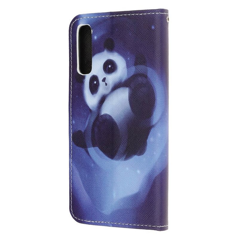 Nahkakotelo Huawei P Smart S Suojaketju Kuori Panda Space Lanyard