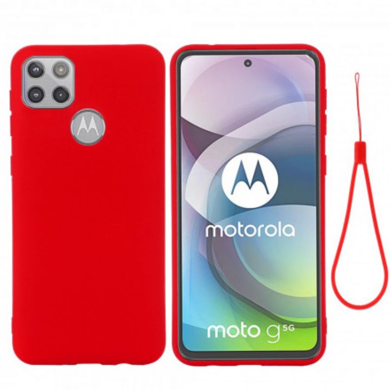 Kuori Moto G 5G Design Nestemäinen Silikoni Kaulanauhalla