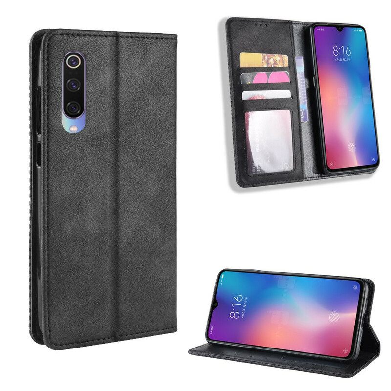 Puhelinkuoret Xiaomi Mi 9 Lite Kotelot Flip Tyylitelty Vintage-nahkaefekti