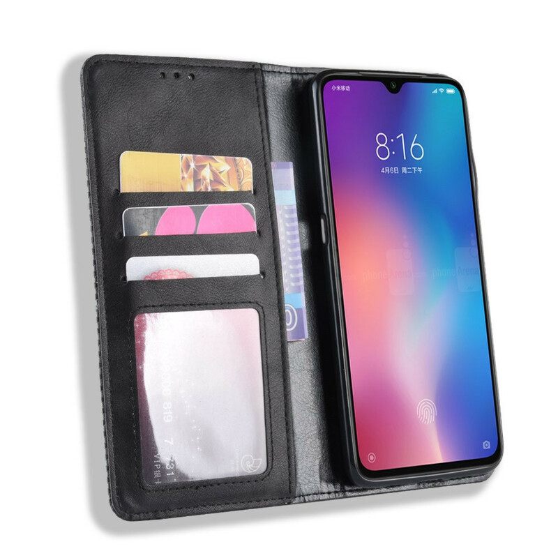 Puhelinkuoret Xiaomi Mi 9 Lite Kotelot Flip Tyylitelty Vintage-nahkaefekti