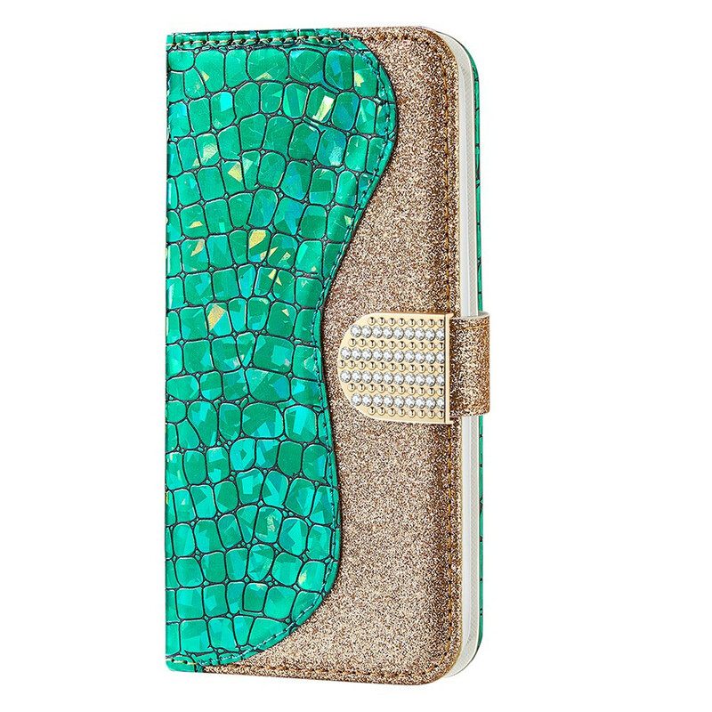 Flip Case iPhone 13 Mini Croco Diamonds