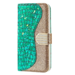 Flip Case iPhone 13 Mini Croco Diamonds