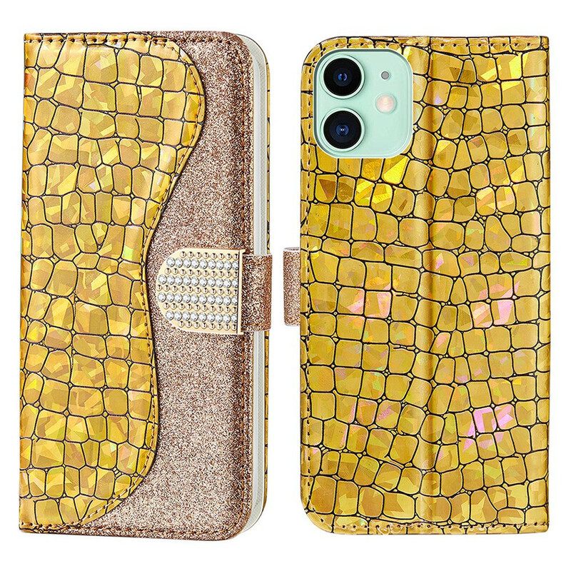 Flip Case iPhone 13 Mini Croco Diamonds