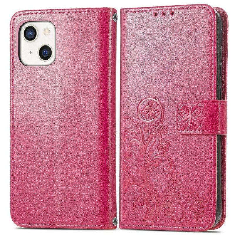 Flip Case iPhone 13 Mini Suojaketju Kuori Butterflies And Flowers Strap