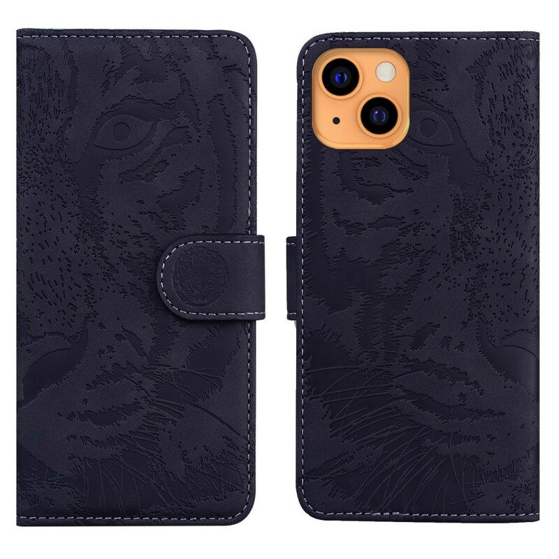 Flip Case iPhone 13 Mini Tiger Face Print