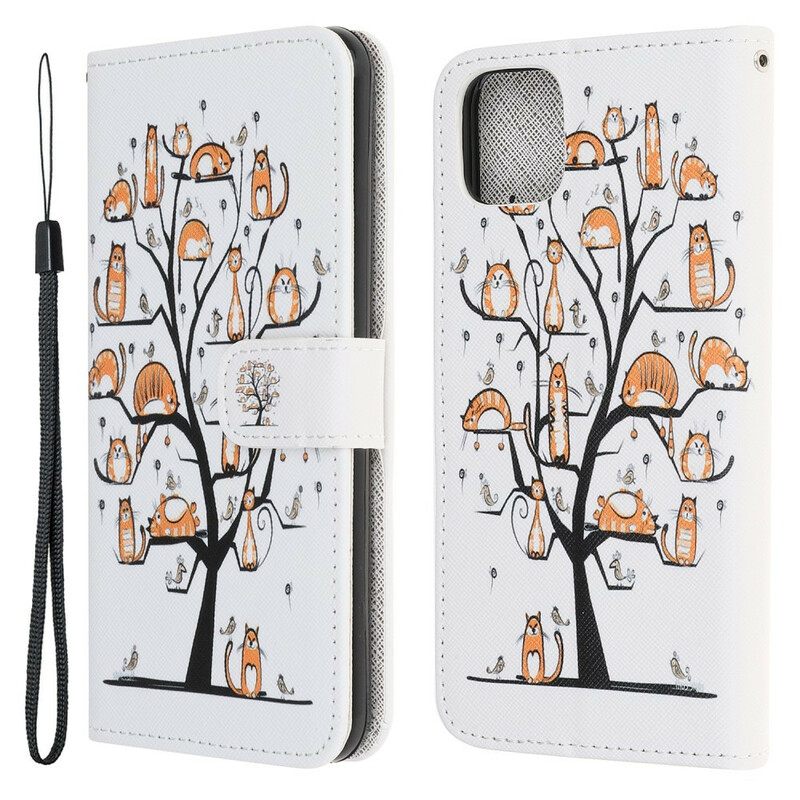 Kotelot iPhone 13 Mini Suojaketju Kuori Funky Cats Hihnalla