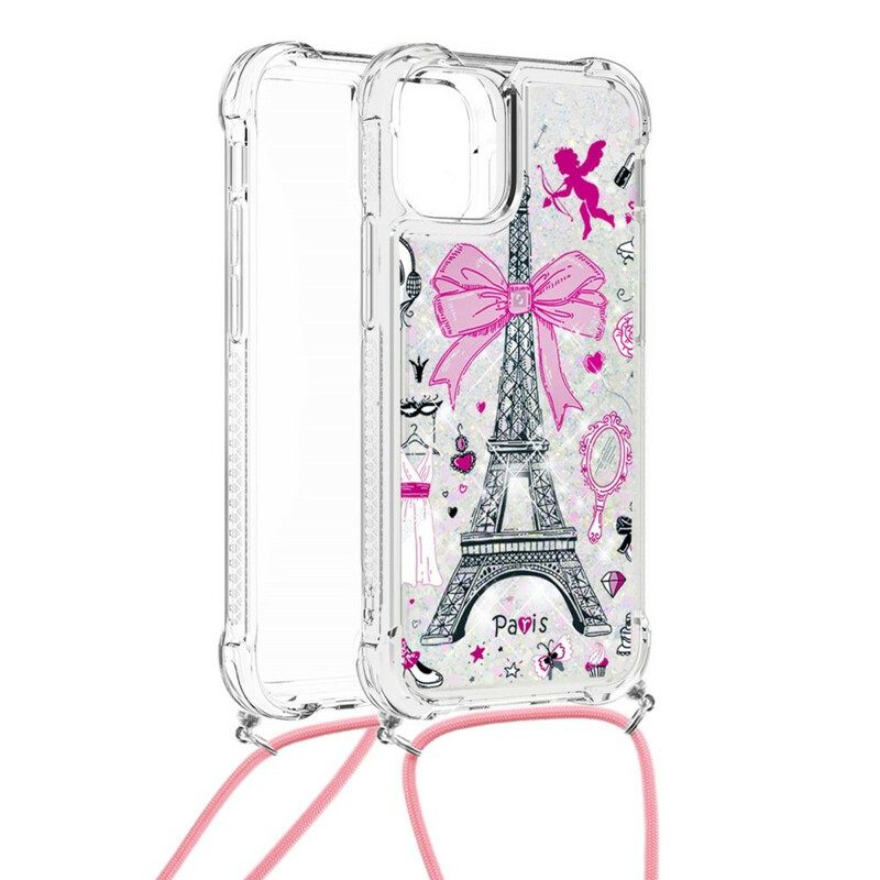 Kuori iPhone 13 Mini Kiristysnyörillä Cordon Eiffel Towerissa