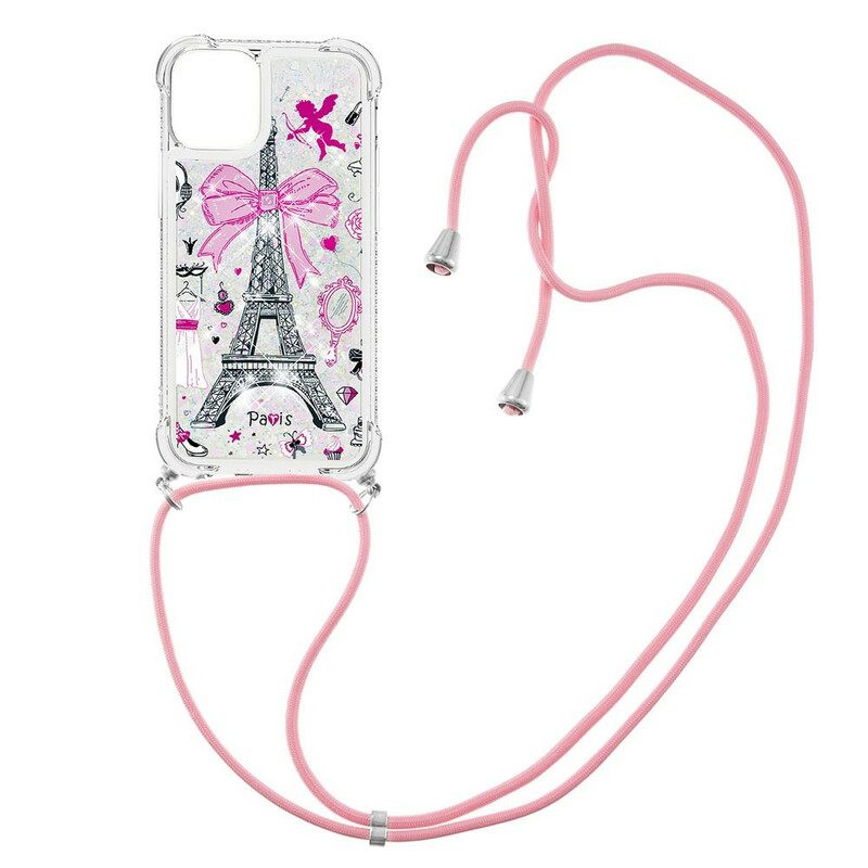 Kuori iPhone 13 Mini Kiristysnyörillä Cordon Eiffel Towerissa