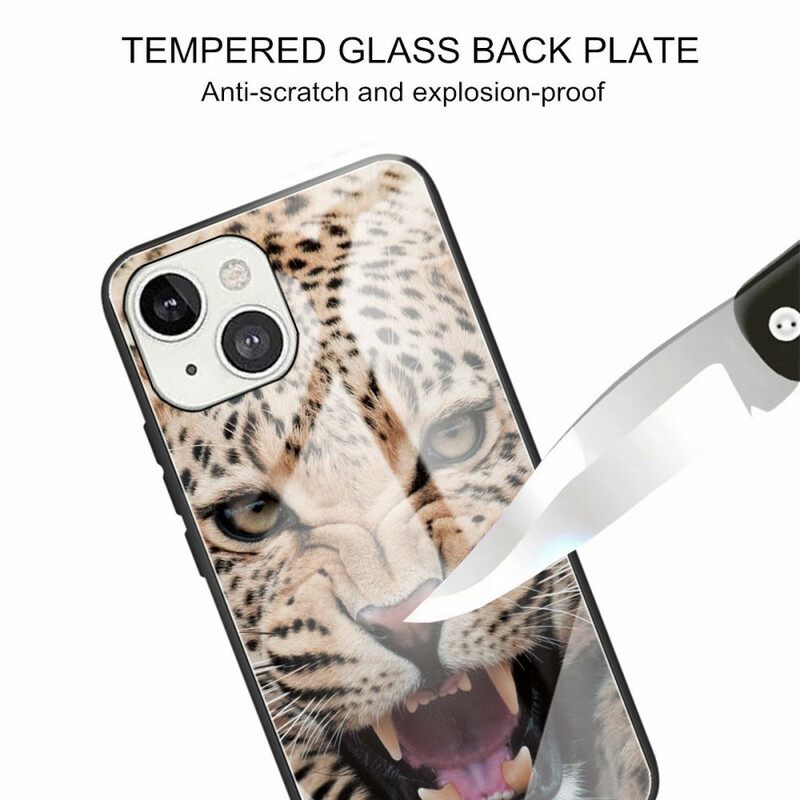 Kuori iPhone 13 Mini Leopard Tempered Glass