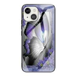 Kuori iPhone 13 Mini Purple Butterfly Karkaistu Lasi