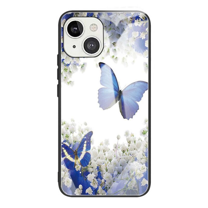 Kuori iPhone 13 Mini Tempered Glass Butterflies Design