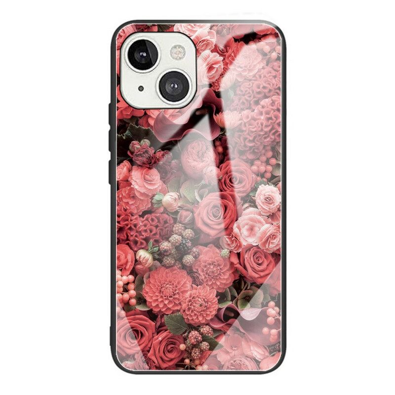 Kuori iPhone 13 Mini Tempered Glass Rose Flowers