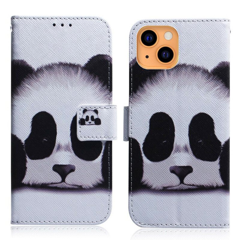 Nahkakotelo iPhone 13 Mini Panda Kasvot