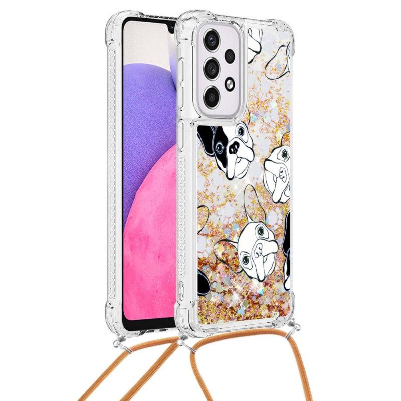 Case Samsung Galaxy A33 5G Kiristysnyörillä Sequin Drawstring Dogs