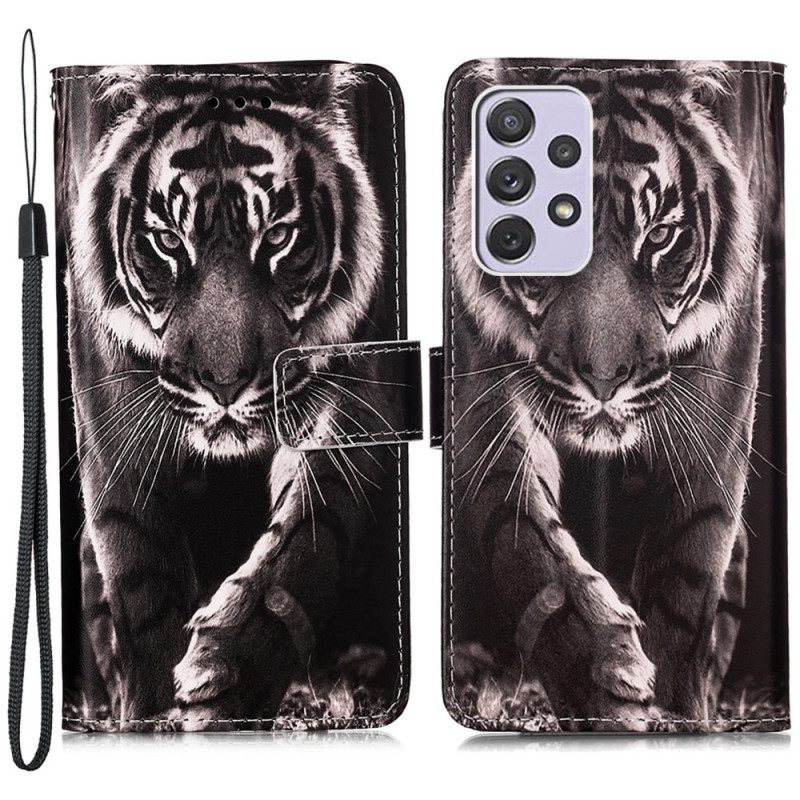 Kotelot Samsung Galaxy A33 5G Suojaketju Kuori Night Tiger Strappy